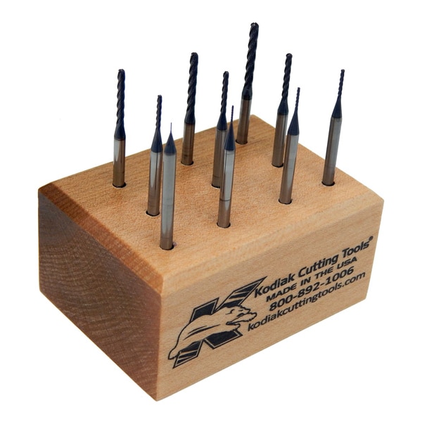 Kodiak Cutting Tools 10pc. Micro Carbide End Mill Set, Square, LOC 8Xs DIA, ALTiN Coated 56399945 - main